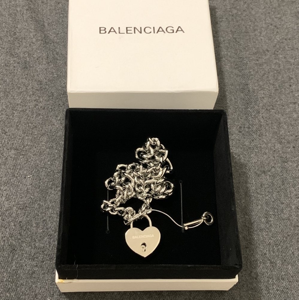 Authentic Balenciaga Chunky Chain Necklace with Heart-shaped Lock